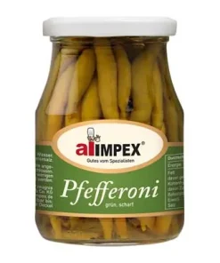 Alimpex, Grüne Pfefferoni scharf, in Essig, 370 ml Glas