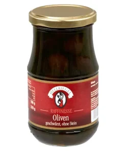 Hellriegel, Oliven, geschwärzt, ohne Stein, 370 ml Glas