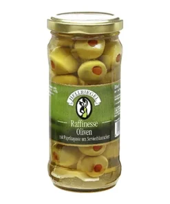 Hellriegel, Grüne Oliven mit Paprikafüllung, 240 ml Glas