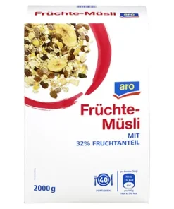 Aro, Früchtemüsli, mit 32 % Fruchtanteil, 2 kg Packung